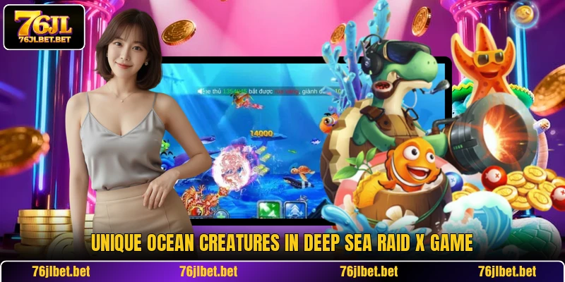 Unique ocean creatures in Deep Sea Raid X game